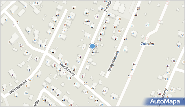 Wrocław, Pedagogiczna, 7, mapa Wrocławia