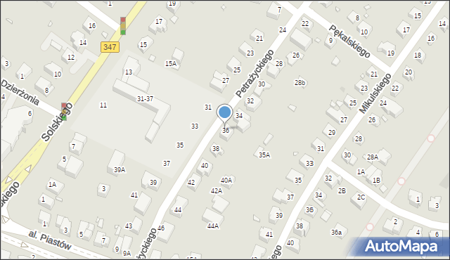 Wrocław, Petrażyckiego Leona, 36, mapa Wrocławia