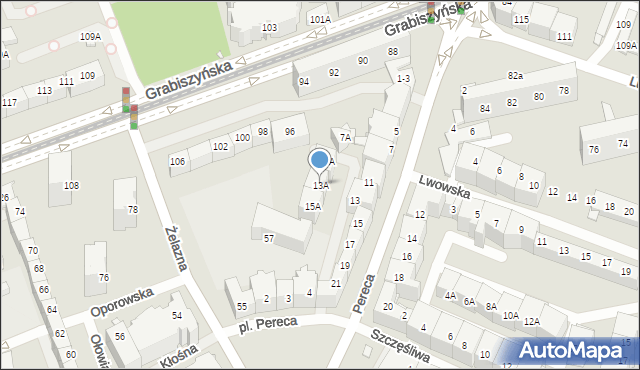 Wrocław, Pereca Icchaka Lejba, 13A, mapa Wrocławia
