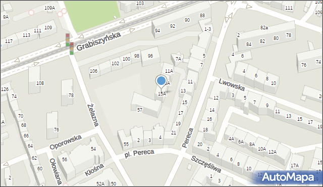 Wrocław, Pereca Icchaka Lejba, 15A, mapa Wrocławia