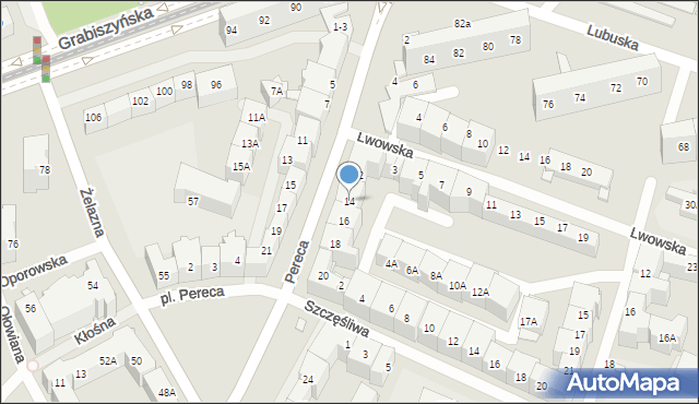 Wrocław, Pereca Icchaka Lejba, 14, mapa Wrocławia