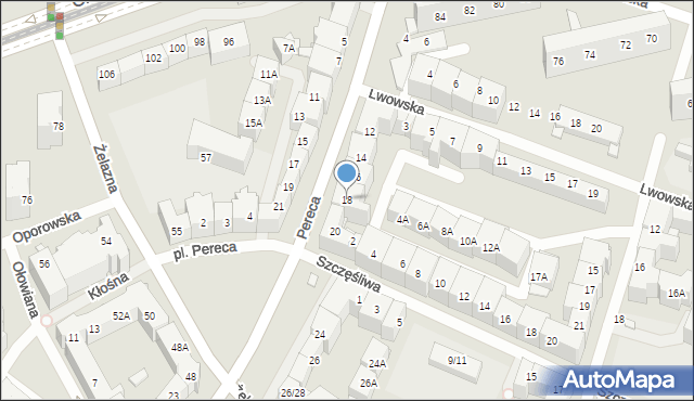 Wrocław, Pereca Icchaka Lejba, 18, mapa Wrocławia