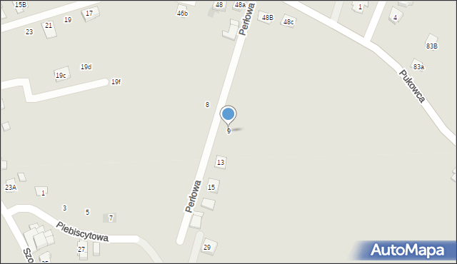 Żory, Perłowa, 9, mapa Żor