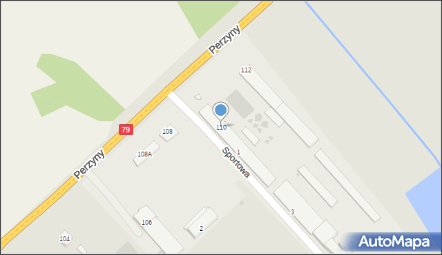 Zwoleń, Perzyny, dr., 110, mapa Zwoleń