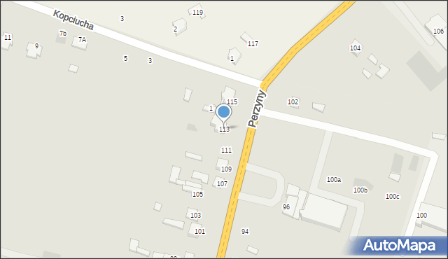 Zwoleń, Perzyny, dr., 113, mapa Zwoleń