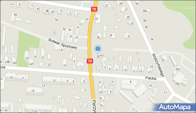 Zwoleń, Perzyny, dr., 14, mapa Zwoleń