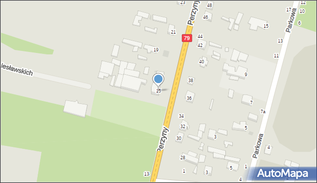 Zwoleń, Perzyny, dr., 15, mapa Zwoleń