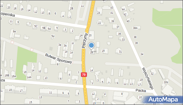 Zwoleń, Perzyny, dr., 18, mapa Zwoleń