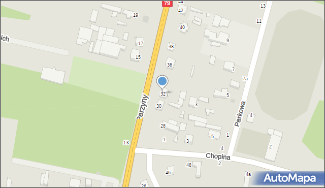 Zwoleń, Perzyny, dr., 32, mapa Zwoleń