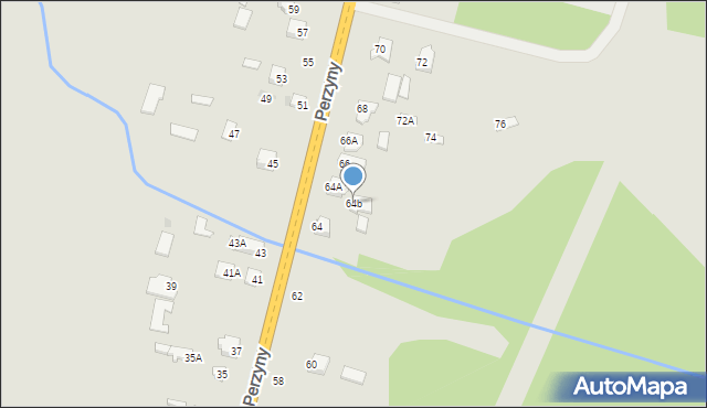 Zwoleń, Perzyny, dr., 64b, mapa Zwoleń