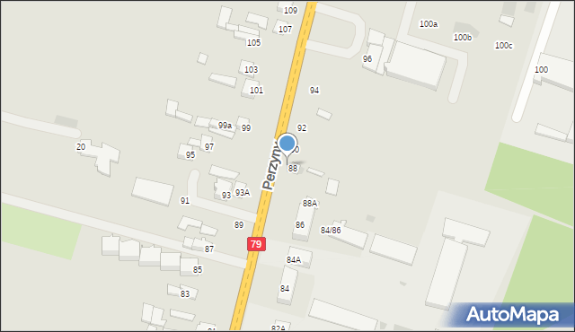 Zwoleń, Perzyny, dr., 88B, mapa Zwoleń