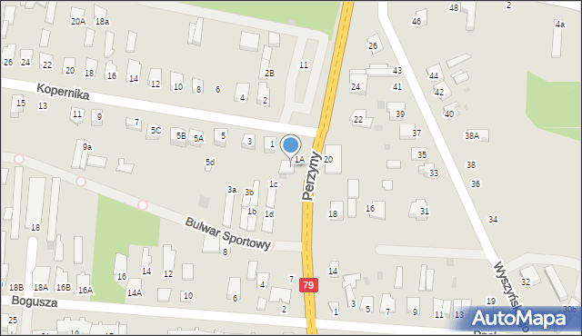Zwoleń, Perzyny, dr., 9, mapa Zwoleń