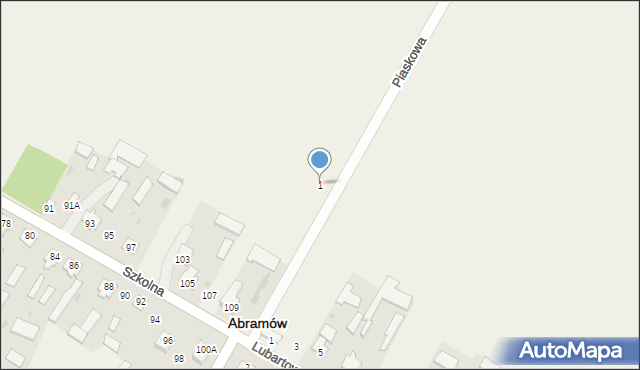 Abramów, Piaskowa, 1, mapa Abramów