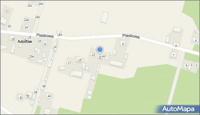 Adolfów, Piaskowa, 11, mapa Adolfów