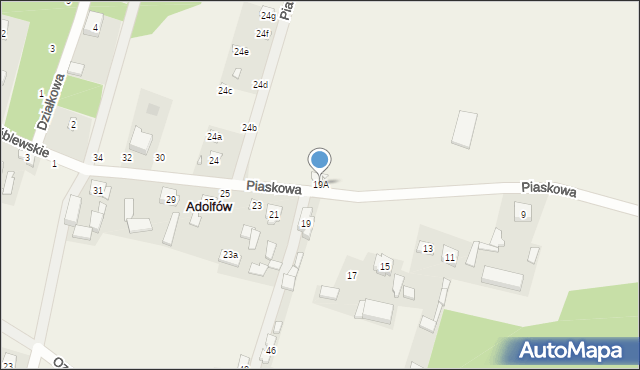 Adolfów, Piaskowa, 19A, mapa Adolfów