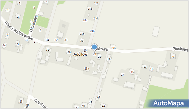 Adolfów, Piaskowa, 23, mapa Adolfów
