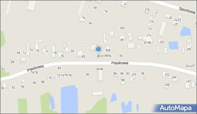 Aleksandrów Łódzki, Piaskowa, 87, mapa Aleksandrów Łódzki