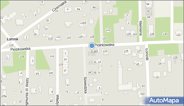 Aleksandrów Łódzki, Piotrkowska, 121a, mapa Aleksandrów Łódzki