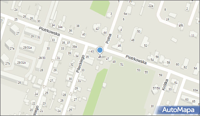 Aleksandrów Łódzki, Piotrkowska, 45a, mapa Aleksandrów Łódzki