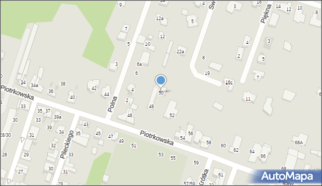 Aleksandrów Łódzki, Piotrkowska, 50, mapa Aleksandrów Łódzki