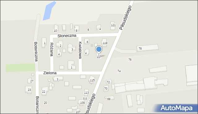 Babimost, Piłsudskiego Józefa, marsz., 117, mapa Babimost