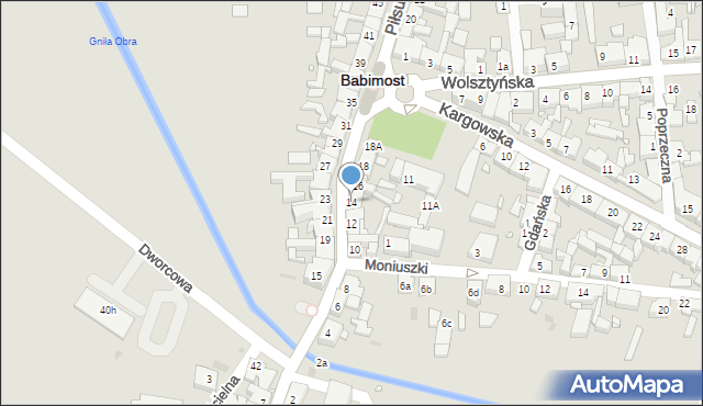 Babimost, Piłsudskiego Józefa, marsz., 14, mapa Babimost