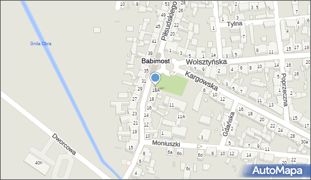 Babimost, Piłsudskiego Józefa, marsz., 18A, mapa Babimost