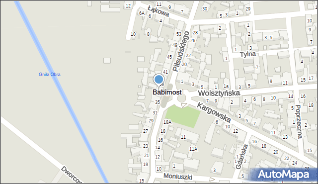 Babimost, Piłsudskiego Józefa, marsz., 37, mapa Babimost