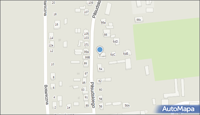 Babimost, Piłsudskiego Józefa, marsz., 64a, mapa Babimost