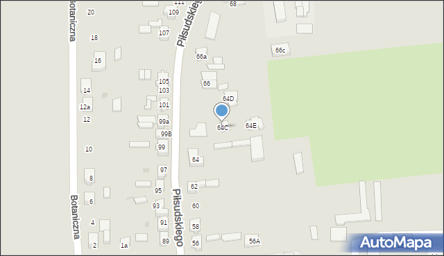Babimost, Piłsudskiego Józefa, marsz., 64C, mapa Babimost