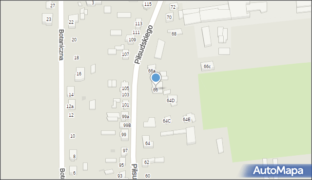 Babimost, Piłsudskiego Józefa, marsz., 66, mapa Babimost