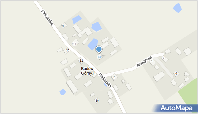 Badów Górny, Piekarska, 13, mapa Badów Górny