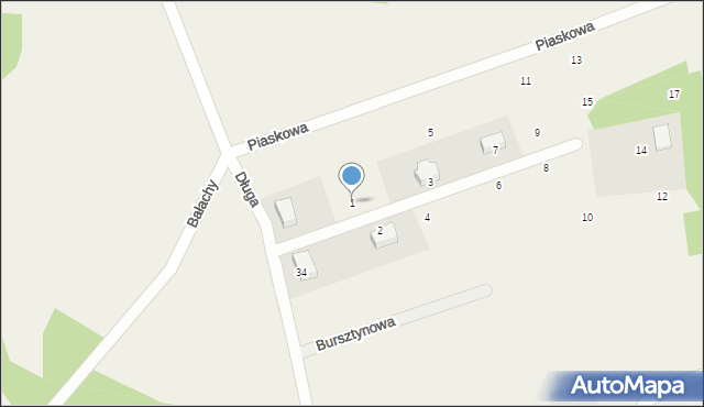 Bałachy, Piaskowa, 1, mapa Bałachy