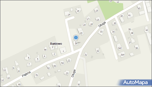 Bałdowo, Piękna, 1b, mapa Bałdowo