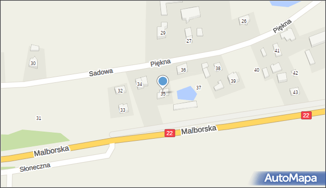 Bałdowo, Piękna, 35, mapa Bałdowo