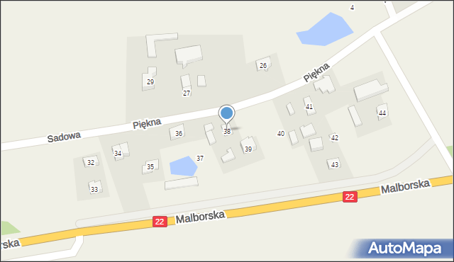 Bałdowo, Piękna, 38, mapa Bałdowo