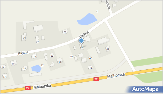 Bałdowo, Piękna, 41, mapa Bałdowo