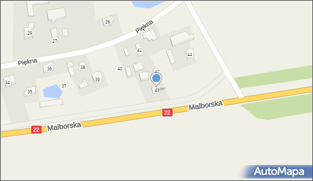 Bałdowo, Piękna, 43, mapa Bałdowo