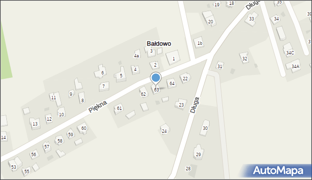 Bałdowo, Piękna, 63, mapa Bałdowo