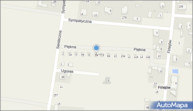 Baranówka, Piękna, 6a, mapa Baranówka