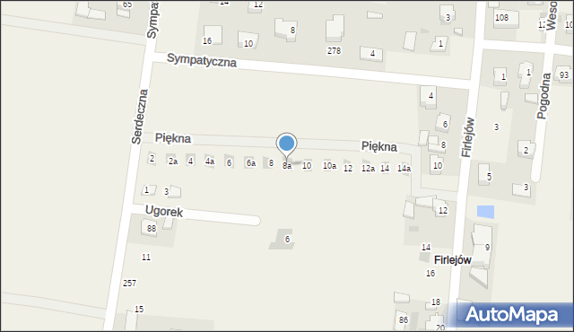 Baranówka, Piękna, 8a, mapa Baranówka