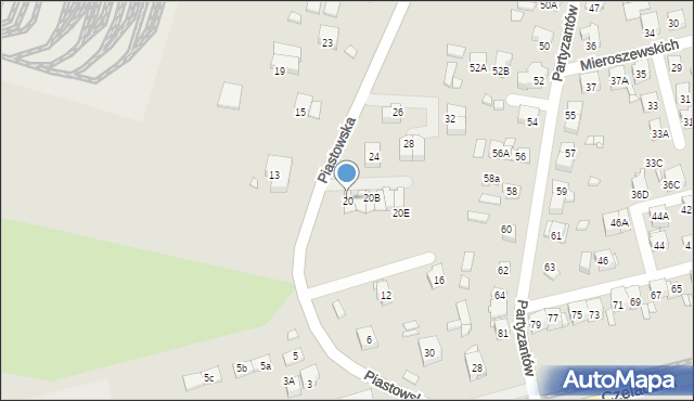 Będzin, Piastowska, 20, mapa Będzin