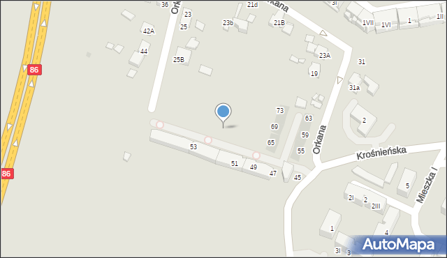 Będzin, Piastowska, 85, mapa Będzin