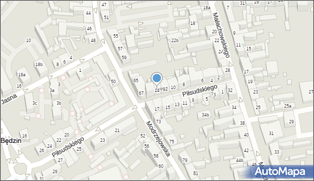 Będzin, Piłsudskiego Józefa, marsz., 14, mapa Będzin