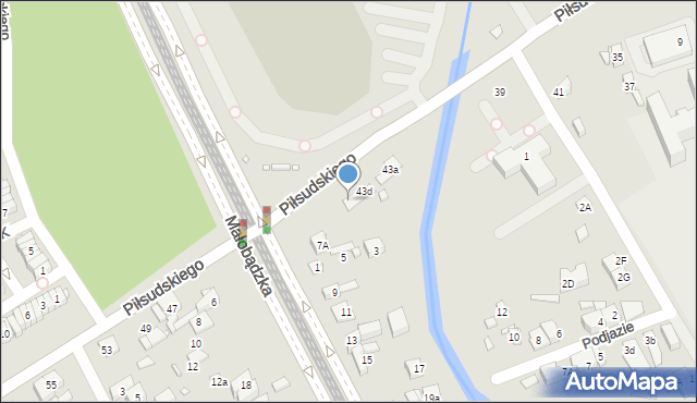 Będzin, Piłsudskiego Józefa, marsz., 43f, mapa Będzin