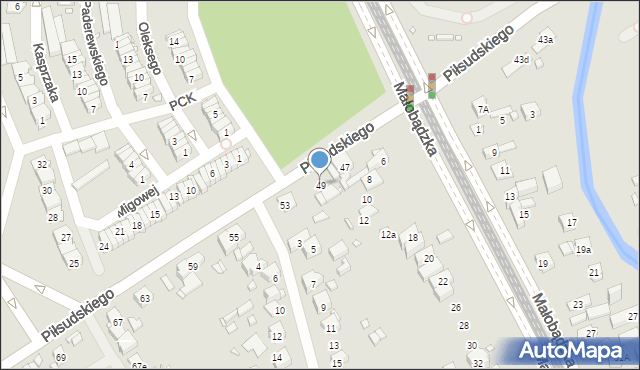 Będzin, Piłsudskiego Józefa, marsz., 49, mapa Będzin