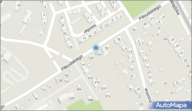 Będzin, Piłsudskiego Józefa, marsz., 65, mapa Będzin