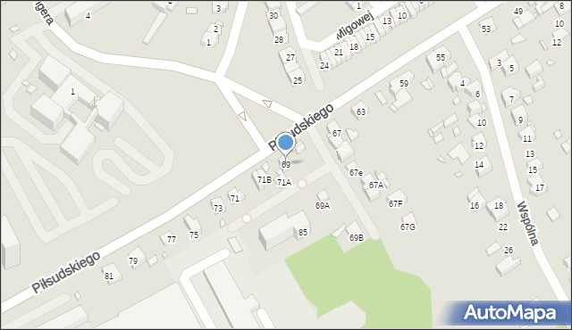 Będzin, Piłsudskiego Józefa, marsz., 69, mapa Będzin