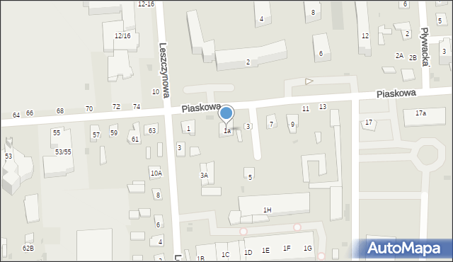 Biała Podlaska, Piaskowa, 1a, mapa Białej Podlaskiej