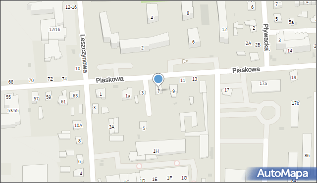 Biała Podlaska, Piaskowa, 7, mapa Białej Podlaskiej